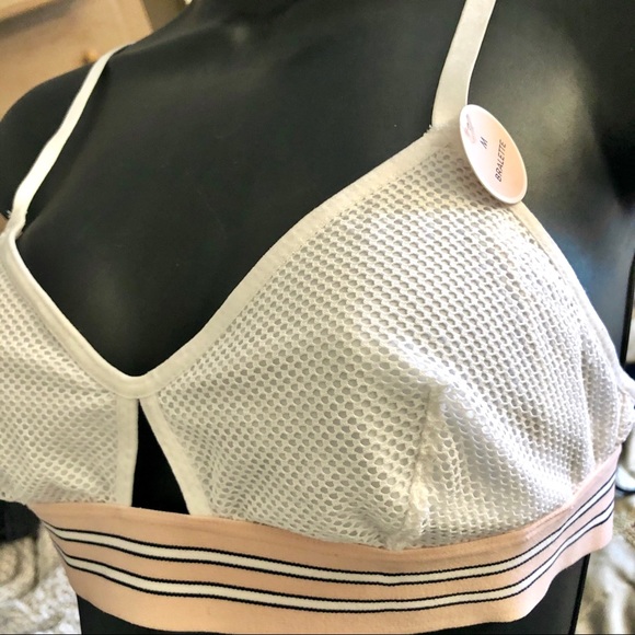 NWT F21 White and Pink Netted Bralette - Picture 7 of 9